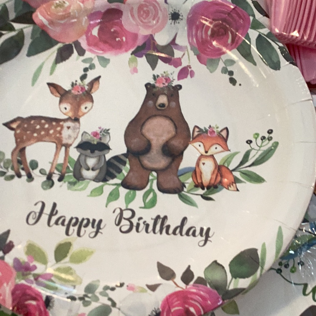 Forest Animal Wild One Birthday Party Pack for 16