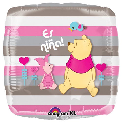 Es Niña Striped with Winnie the Pooh and Piglet Balloon