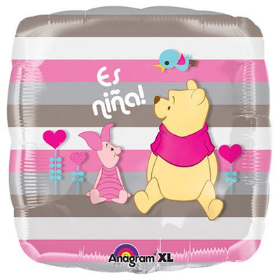 Es Niña Striped with Winnie the Pooh and Piglet Balloon