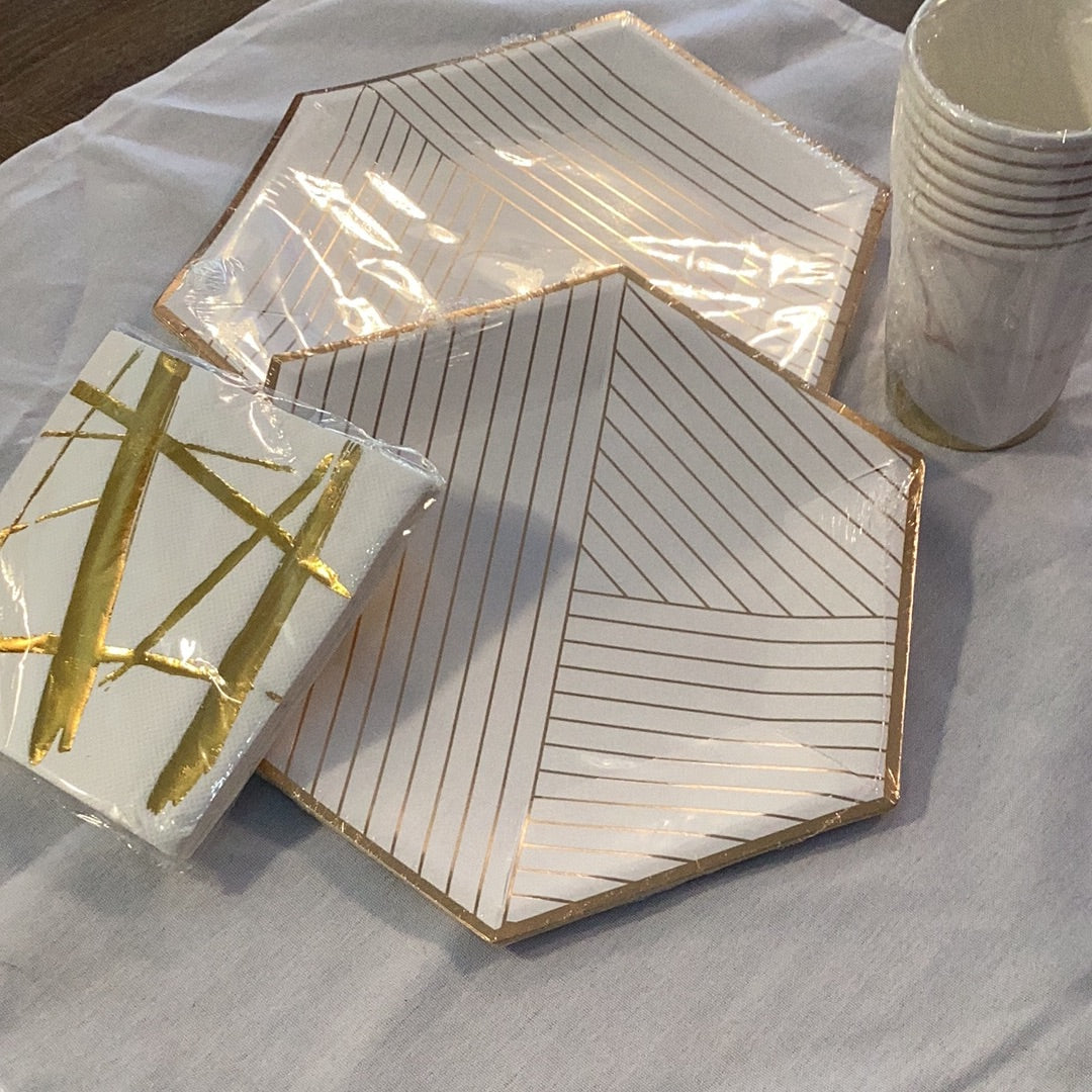 Cream and Gold Geometric Set