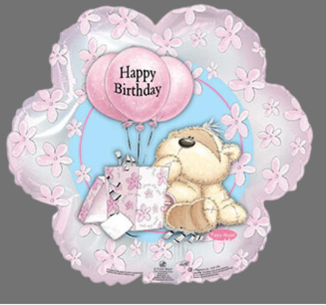 'Happy Birthday' Flower-Shaped Bear Balloon