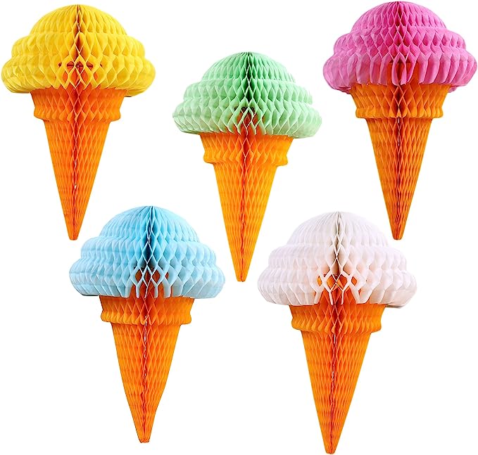 Honeycomb Ice Cream Cone Decorations