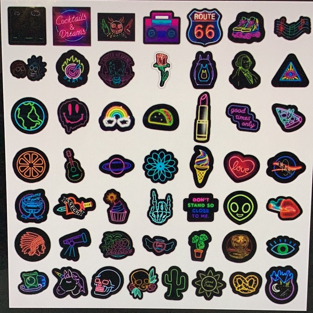 50 Neon Stickers