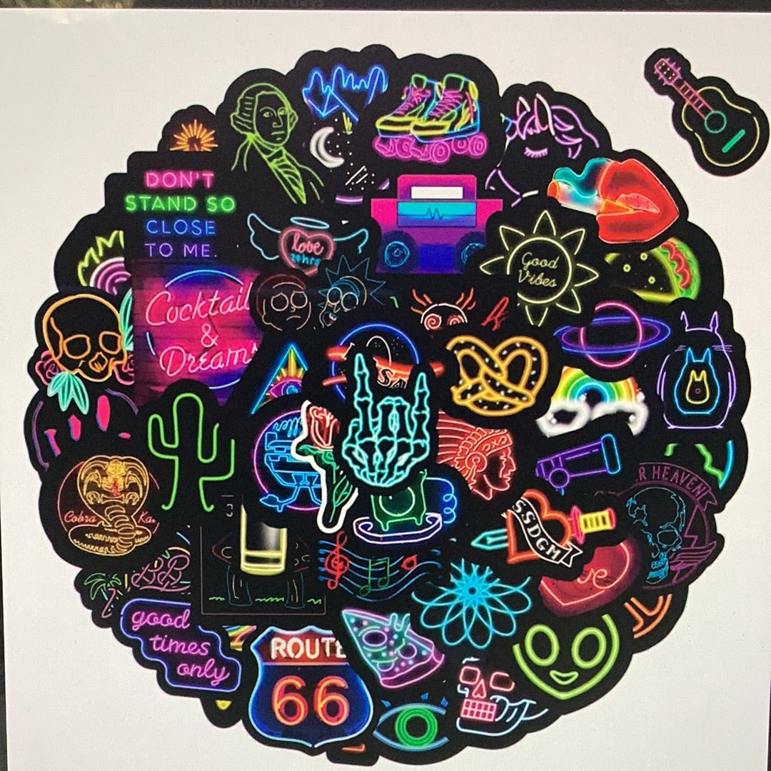 50 Neon Stickers