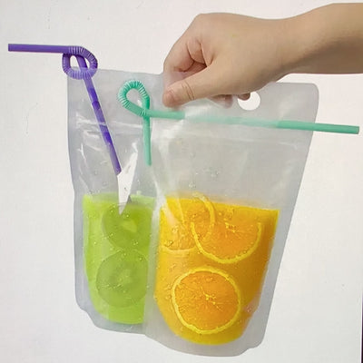 30 pcs Transparent drink bag w/straws