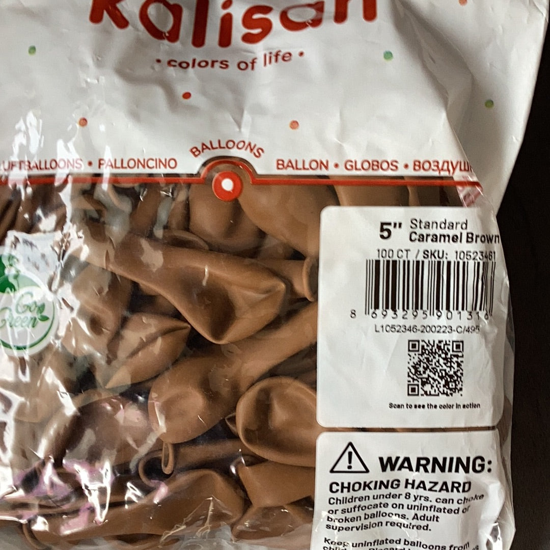 Kalisan Standard Caramel Brown Latex Balloons