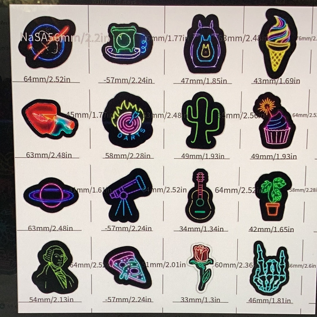 50 Neon Stickers