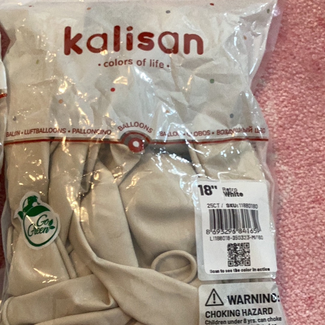 Kalisan Retro White Latex Balloons