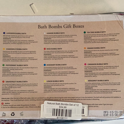 Natural Bath Bombs-Set of 12