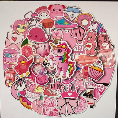 50pc Pink Element Stickers