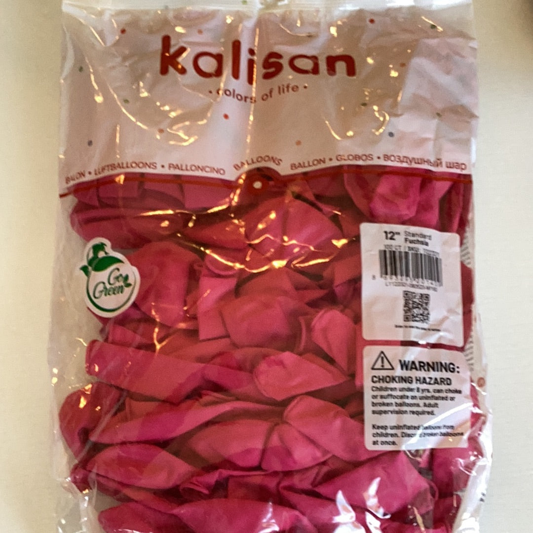 Kalisan Standard Fuchsia Latex Balloons