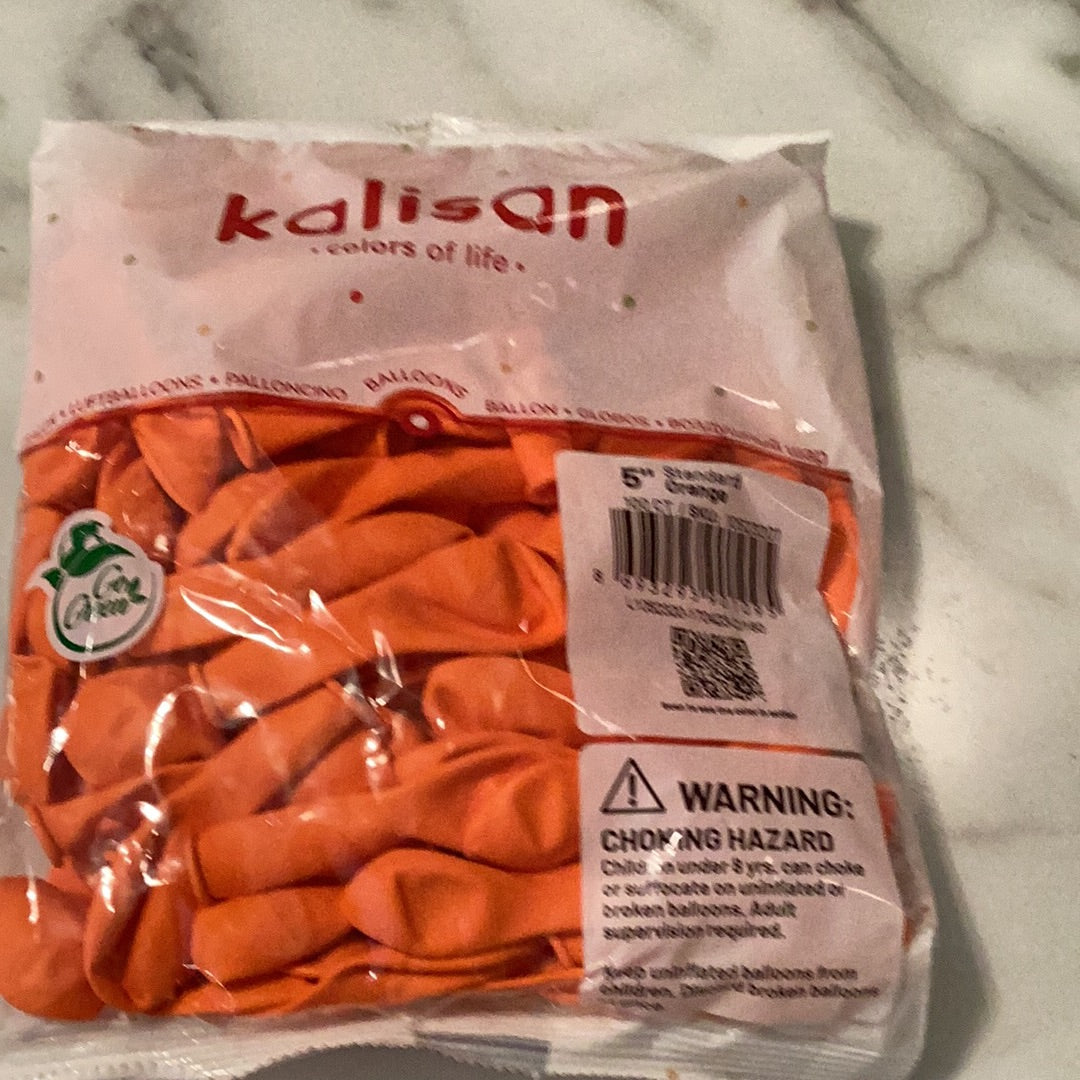 Kalisan Standard Orange Latex Balloons