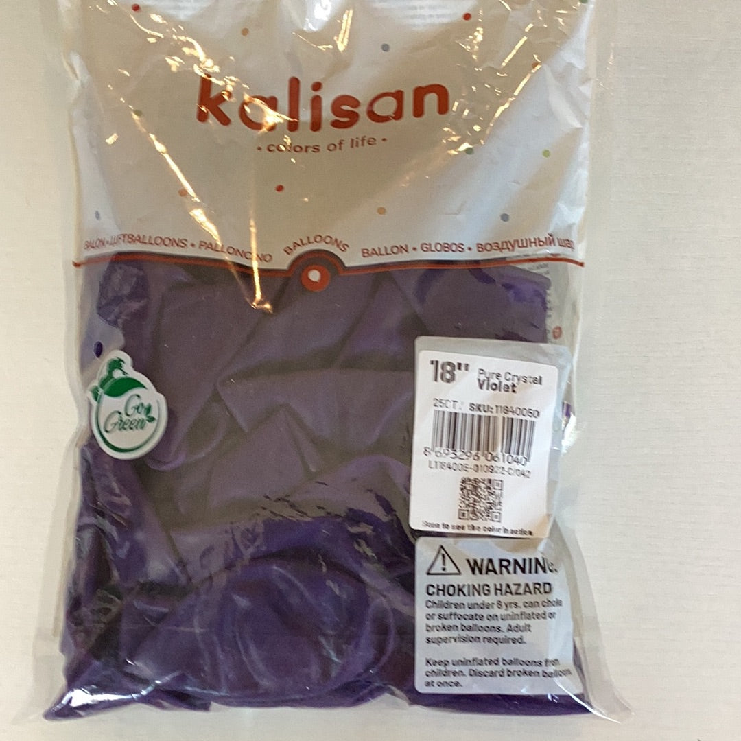 Kalisan Pure Crystal Violet Latex Balloons