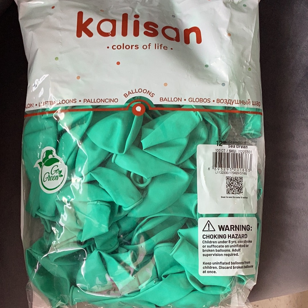 Kalisan Standard Sea Green Latex Balloons