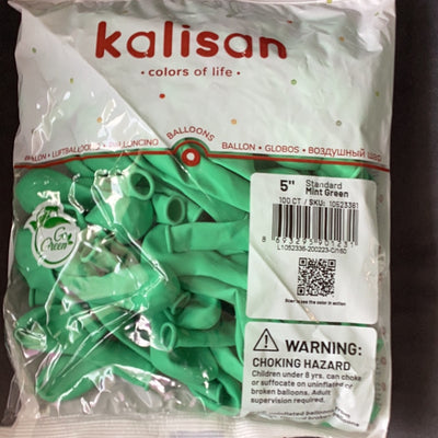 Kalisan Standard Mint Green Latex Balloons