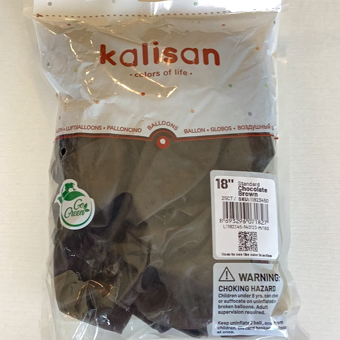 Kalisan Standard Chocolate Brown Latex Balloons