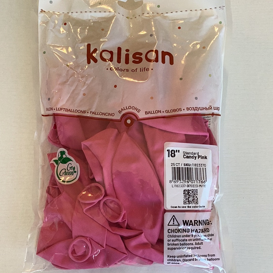 Kalisan Standard Candy Pink Latex Balloons