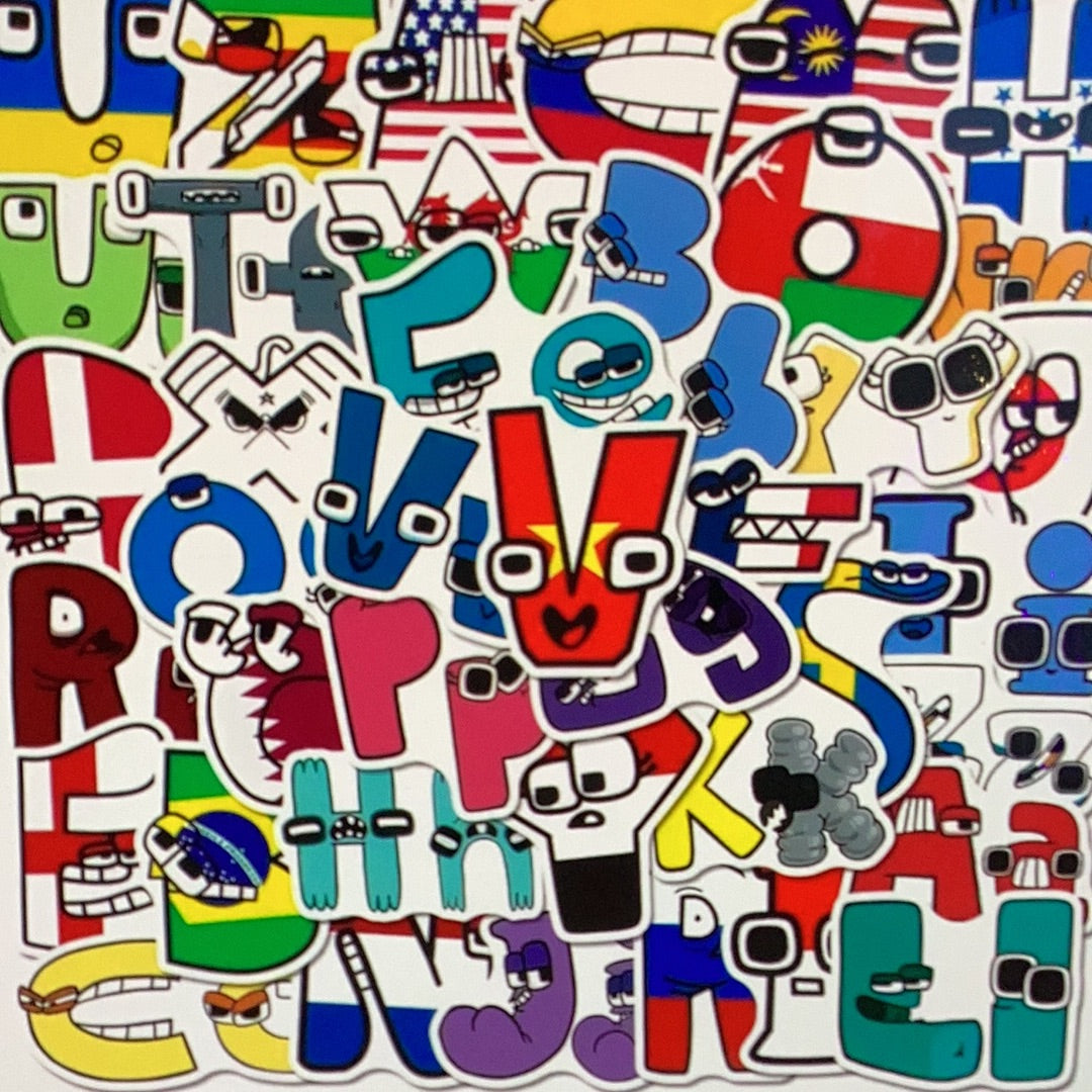 50 pc Alphabet doll Stickers