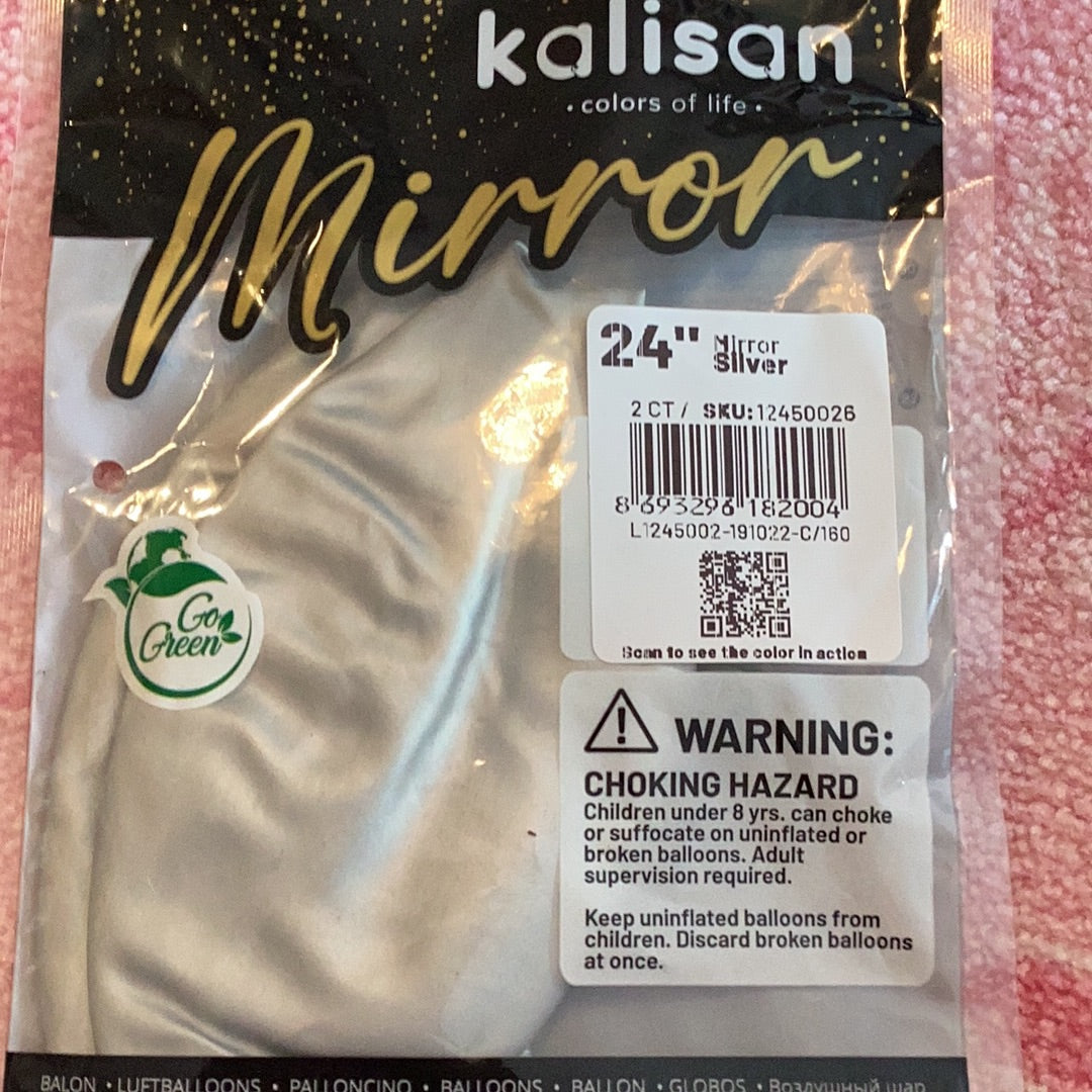 Kalisan Mirror Silver Latex Balloons