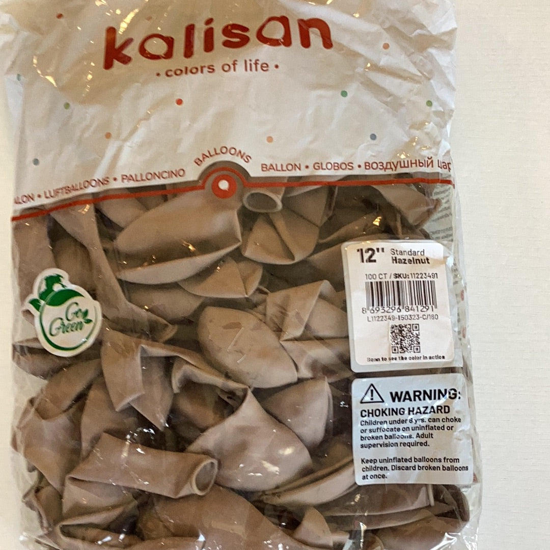 Kalisan Standard Hazelnut Latex Balloons