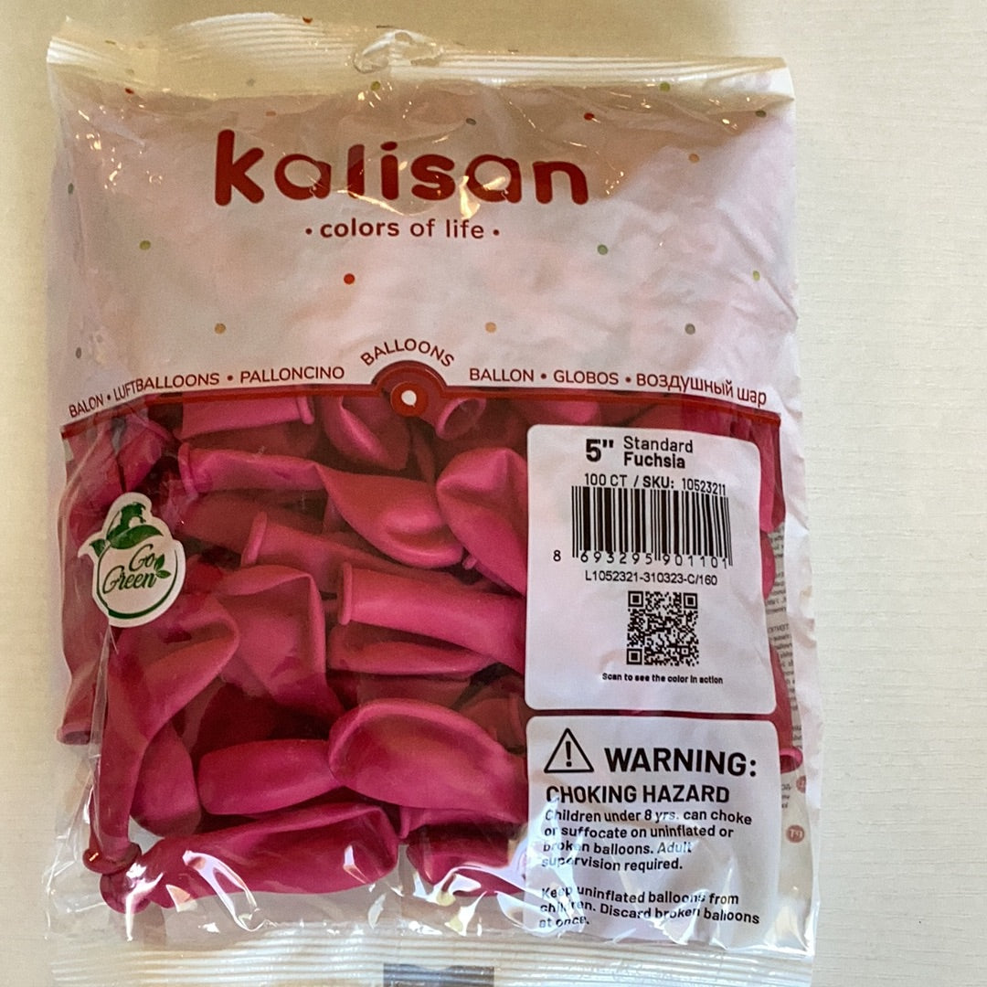 Kalisan Standard Fuchsia Latex Balloons