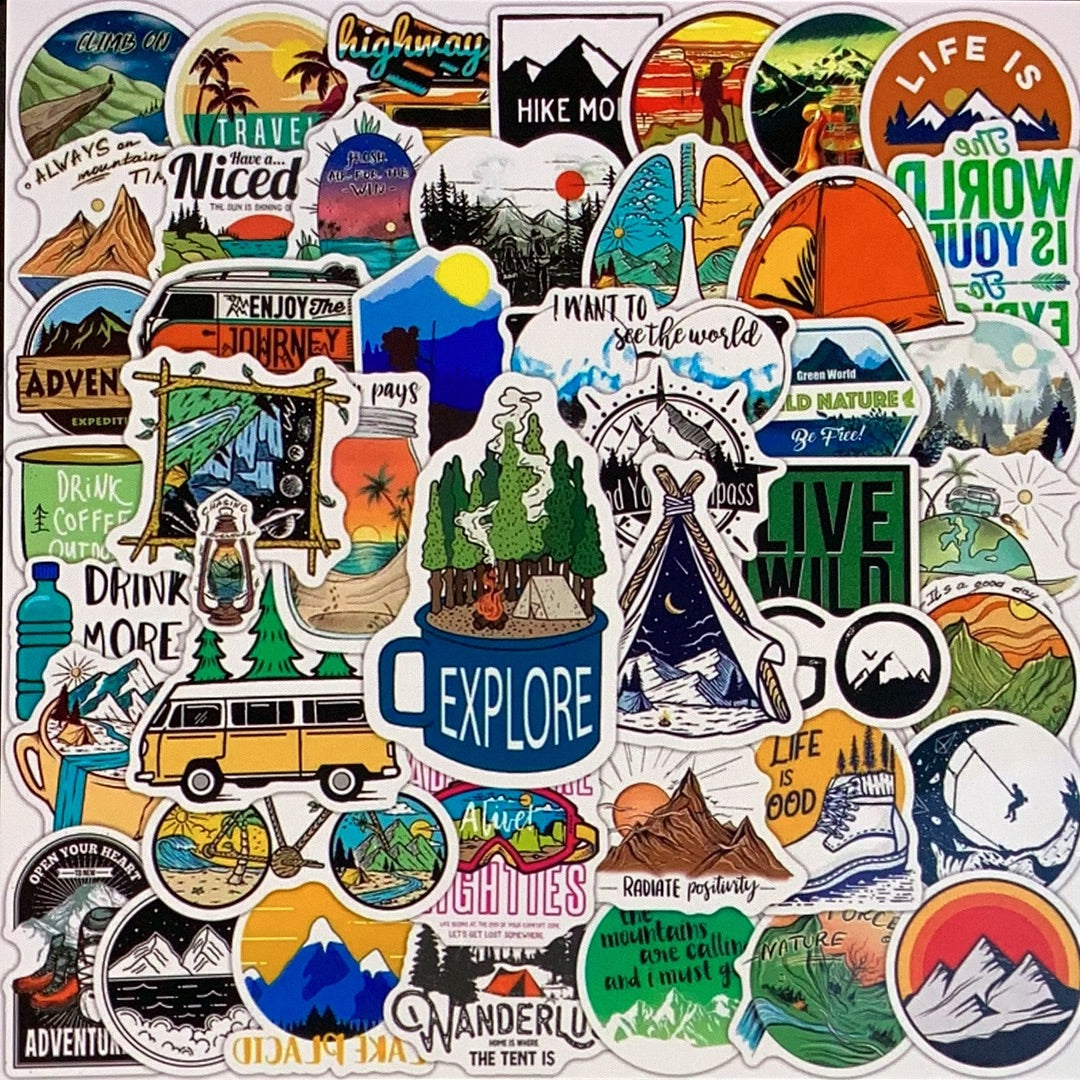 100pc Outdoor Camping Stickers