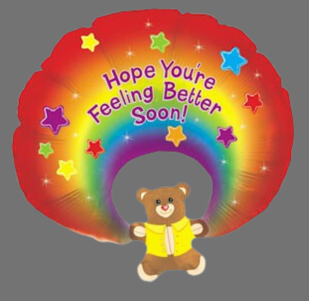 'Feel Better Soon' Rainbow Bear Balloon