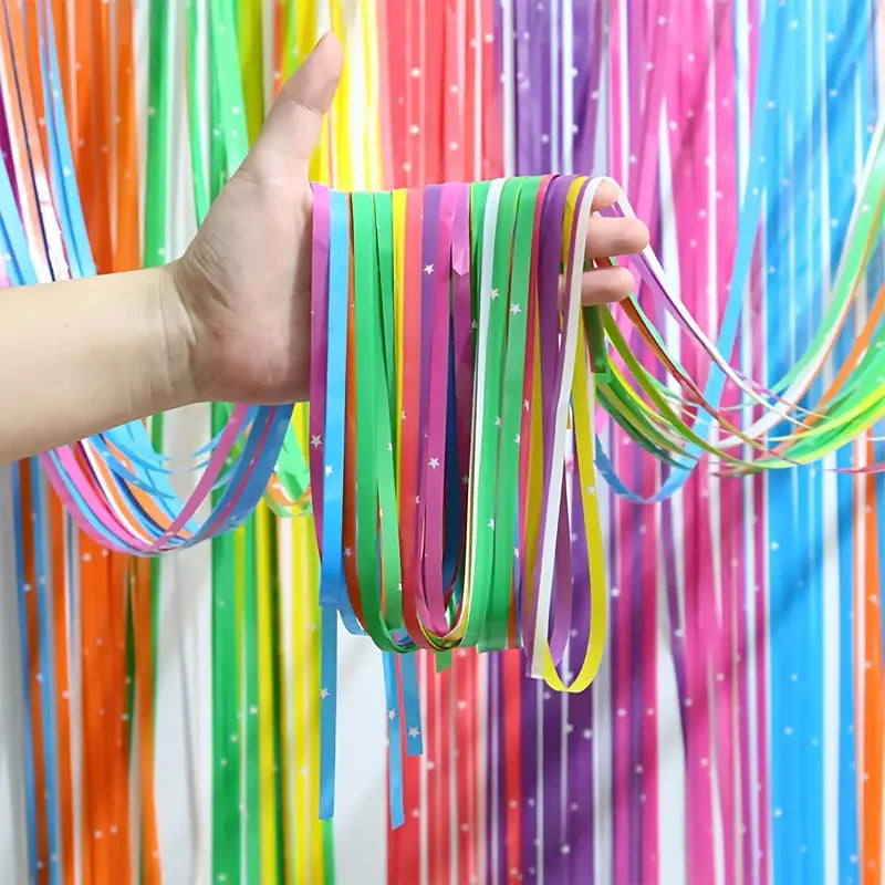 Rainbow Macaron Fringe Curtain