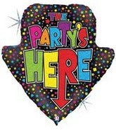 'The Party's Here' Arrow Balloon