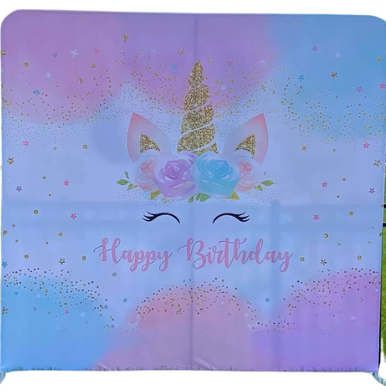 Unicorn Happy Birthday Fabric Backdrop Cover-Rental