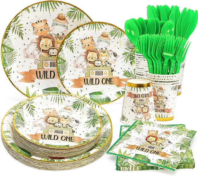 Wild One Jungle Animals Party Pack