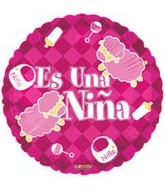 Es Una Niña Bright Pink Checkered Background Balloon